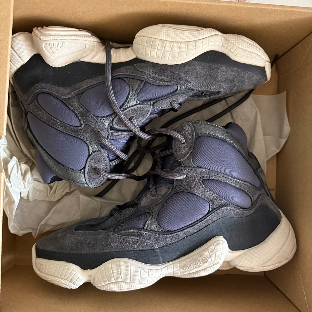 Adidas Yeezy 500 High Top Slate Lace Up Sneakers Blue Women's 6.5 USED